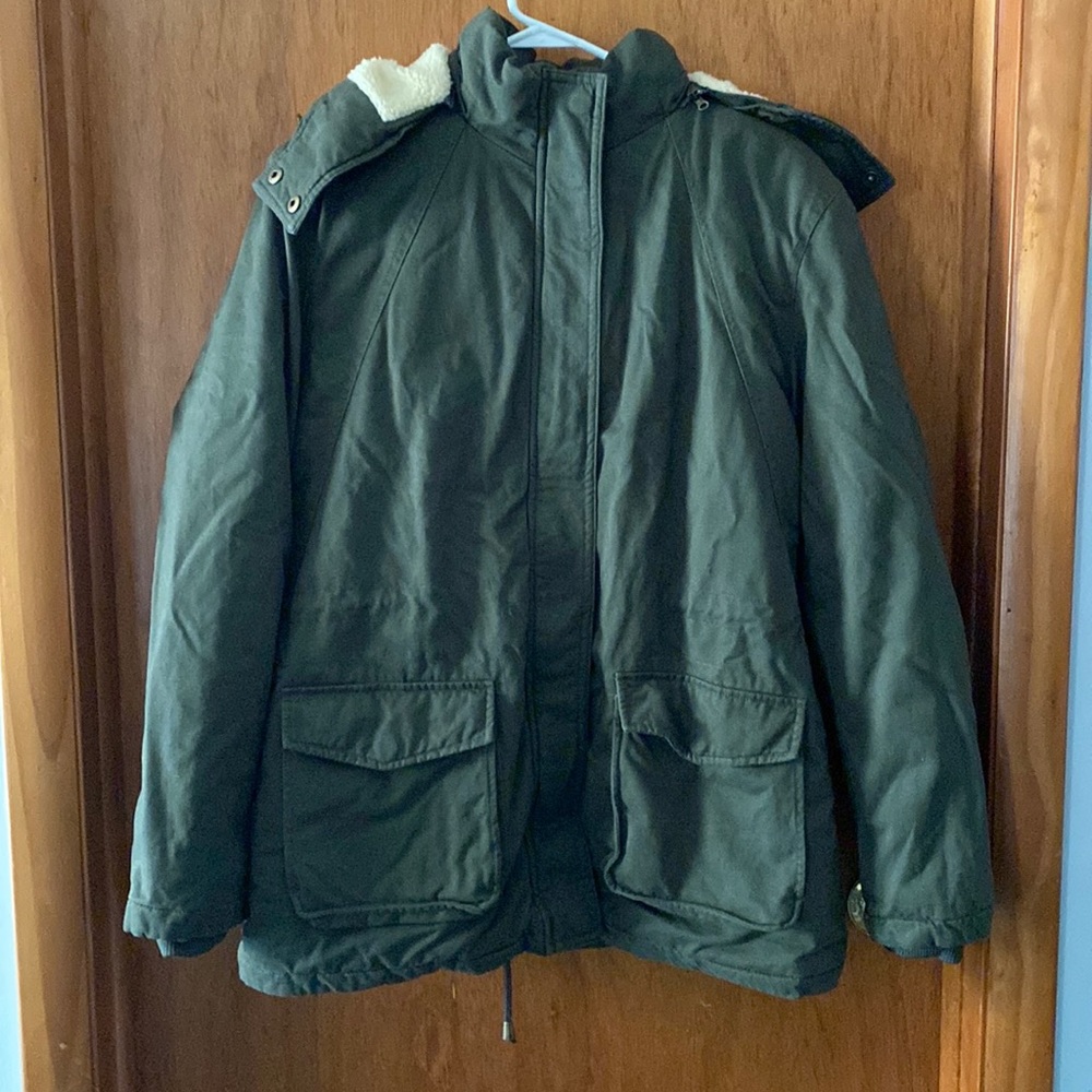 Wenven Green Coat w/ Fleece Interior & Hood